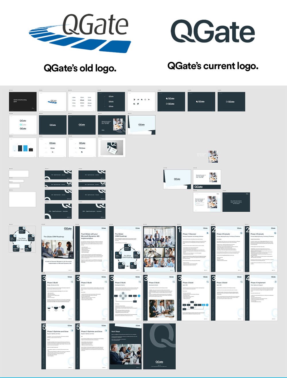 Branding concepts for QGate created by Damteq.