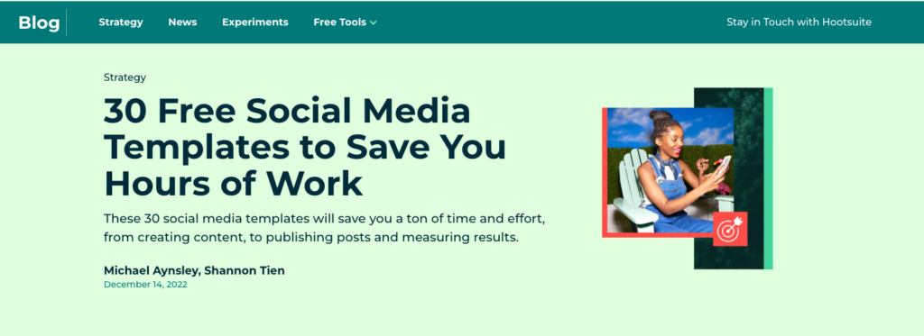 The banner of Hootsuite's article titled '30 Free Social Media Templates'