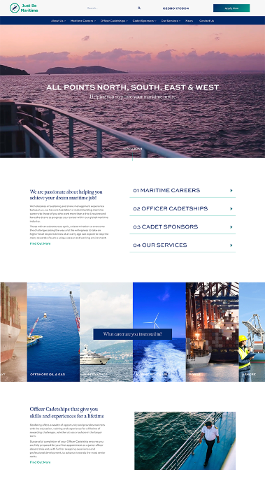Just Be Maritime's new website that was designed and built by Damteq.